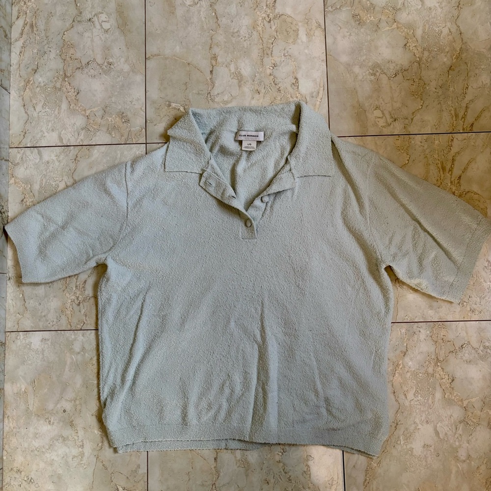 Club Monaco Women’s Terry Top Collared Shirt - Size Large